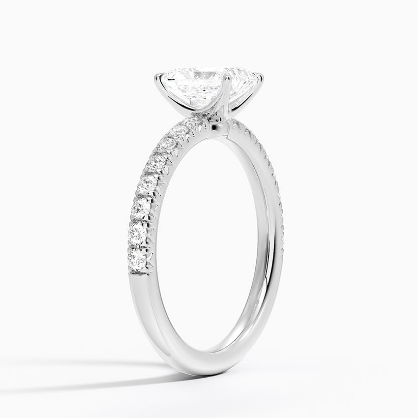 Amelie Half Coverage Diamond Ring Platinum Radiant Engagement Ring
