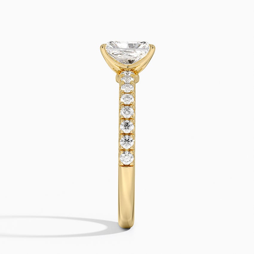 Amelie Half Coverage Diamond Ring Yellow Gold 18k Radiant Engagement Ring
