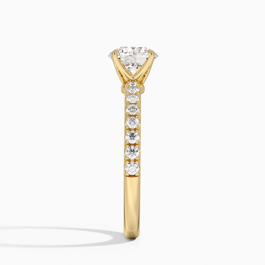 Amelie Half Coverage Diamond Ring Yellow Gold 18k Round Engagement Ring