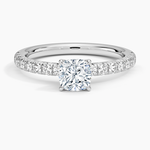 Amelie Half Coverage Diamond Ring Platinum Cushion Engagement Ring