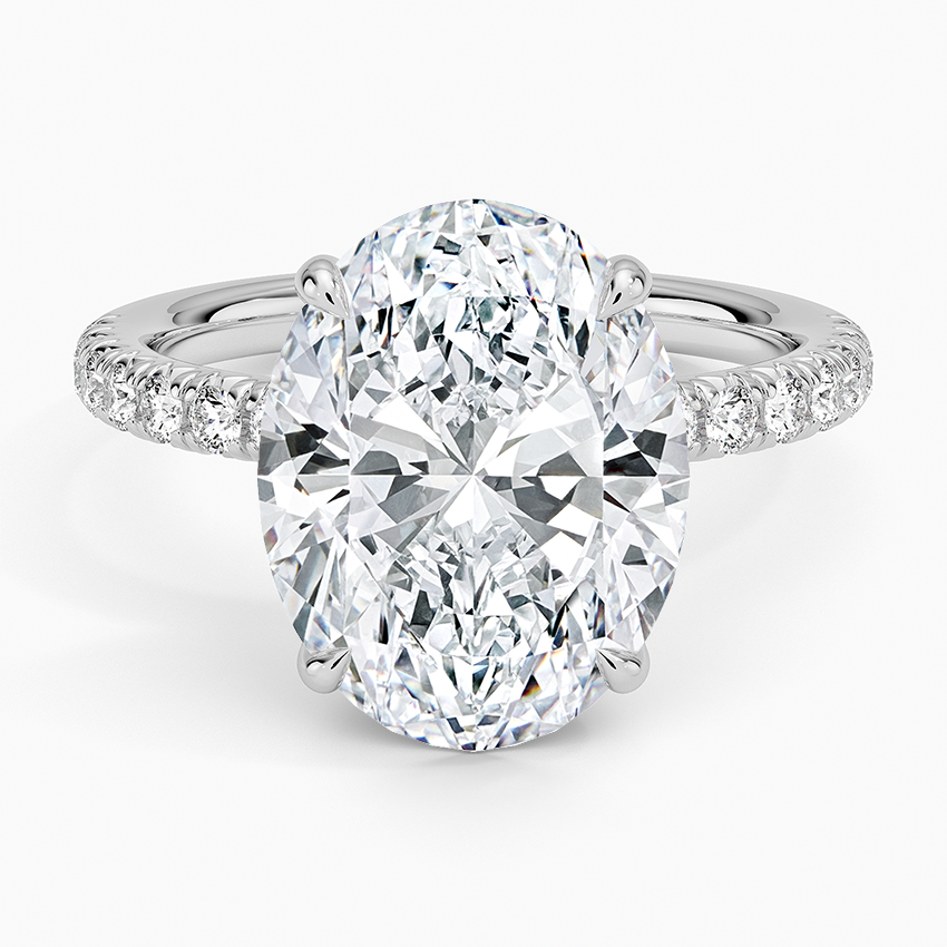 Amelie Half Coverage Diamond Ring Platinum Oval Engagement Ring