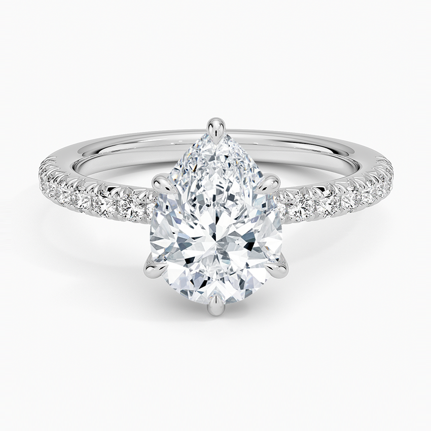 Amelie Half Coverage Diamond Ring Platinum Pear Engagement Ring