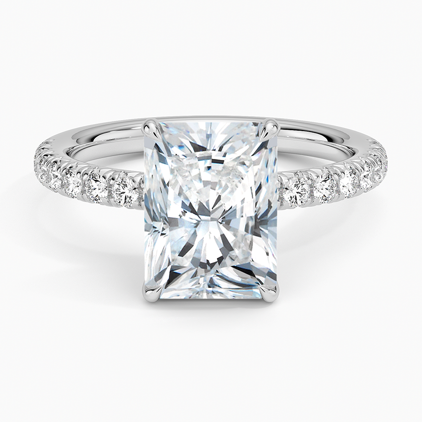 Amelie Half Coverage Diamond Ring Platinum Radiant Engagement Ring