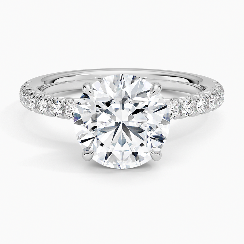 Amelie Half Coverage Diamond Ring Platinum Round Engagement Ring