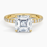 Amelie Half Coverage Diamond Ring Yellow Gold 18k Asscher Engagement Ring