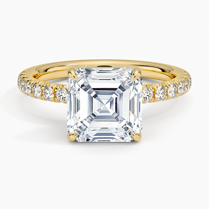 Amelie Half Coverage Diamond Ring Yellow Gold 18k Asscher Engagement Ring