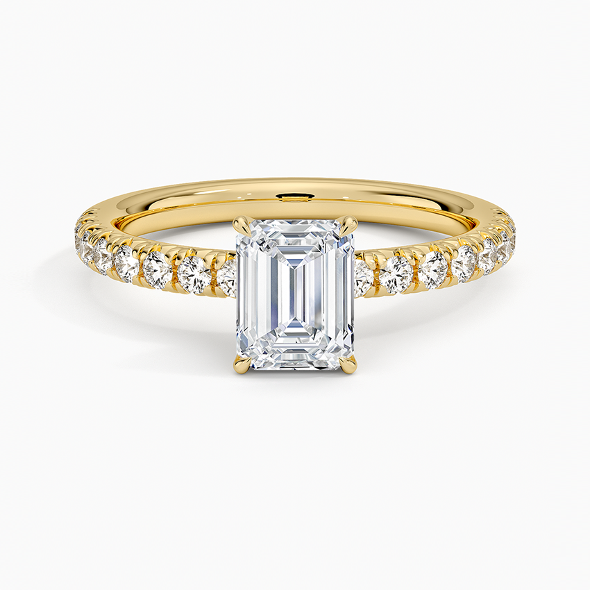 Amelie Half Coverage Diamond Ring Yellow Gold 18k Emerald Engagement Ring