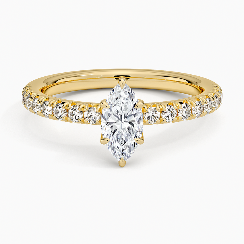 Amelie Half Coverage Diamond Ring Yellow Gold 18k Marquise Engagement Ring