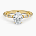 Amelie Half Coverage Diamond Ring Yellow Gold 18k Oval Engagement Ring