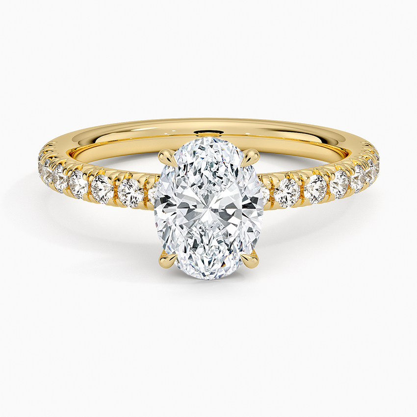 Amelie Half Coverage Diamond Ring Yellow Gold 18k Oval Engagement Ring