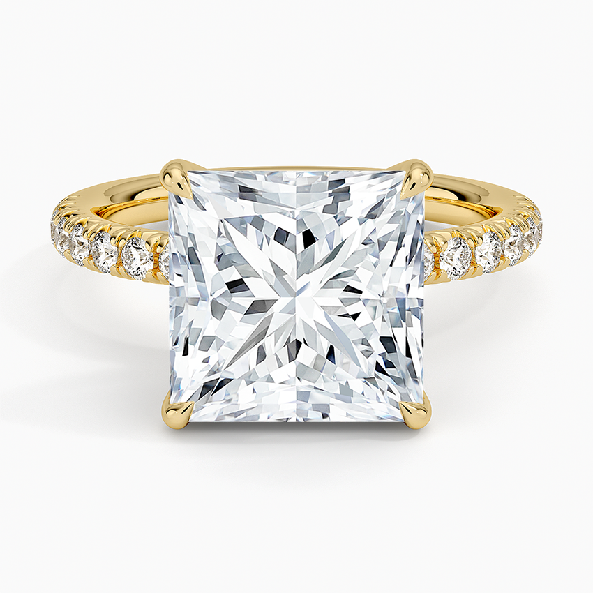 Amelie Half Coverage Diamond Ring Yellow Gold 18k Princess Engagement Ring