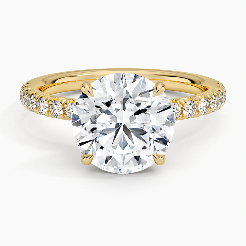 Amelie Half Coverage Diamond Ring Yellow Gold 18k Round Engagement Ring