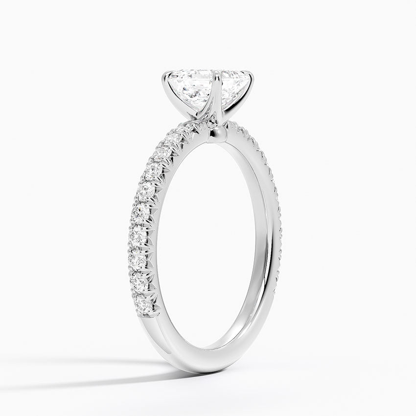 Amelie Three-Quarter Coverage Diamond Ring Platinum Asscher Engagement Ring