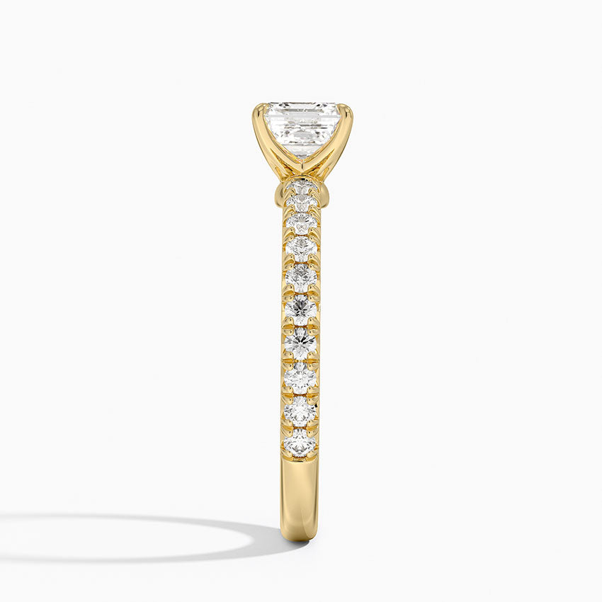 Amelie Three-Quarter Coverage Diamond Ring Yellow Gold 18k Asscher Engagement Ring