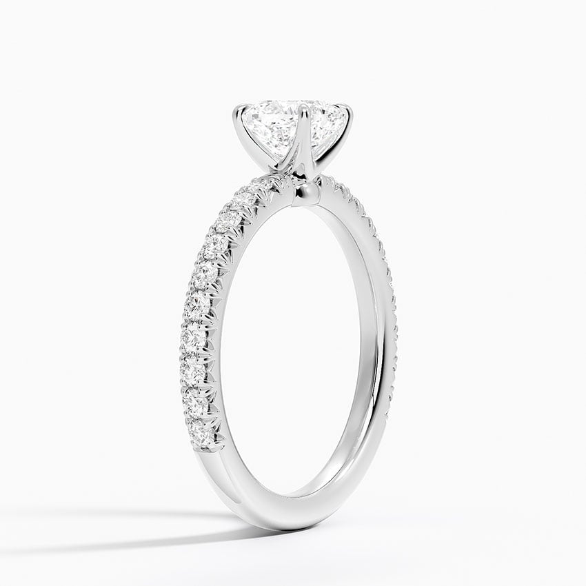 Amelie Three-Quarter Coverage Diamond Ring Platinum Cushion Engagement Ring