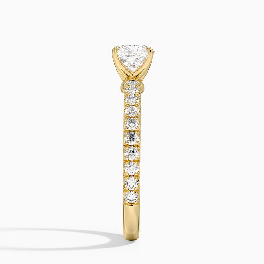 Amelie Three-Quarter Coverage Diamond Ring Yellow Gold 18k Cushion Engagement Ring