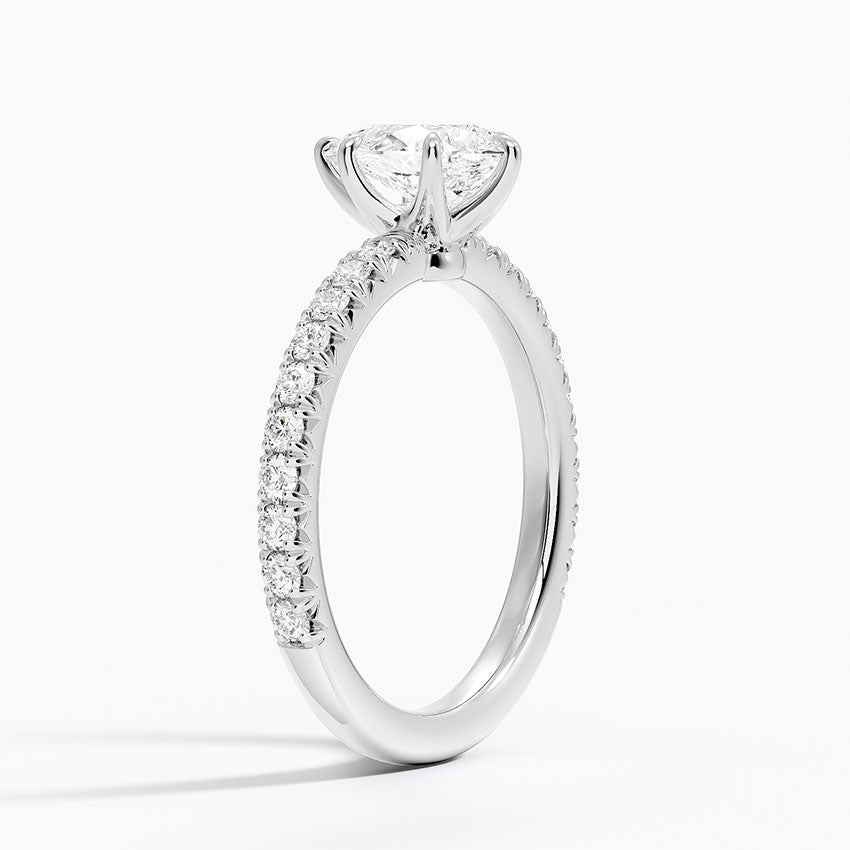 Amelie Three-Quarter Coverage Diamond Ring Platinum Pear Engagement Ring