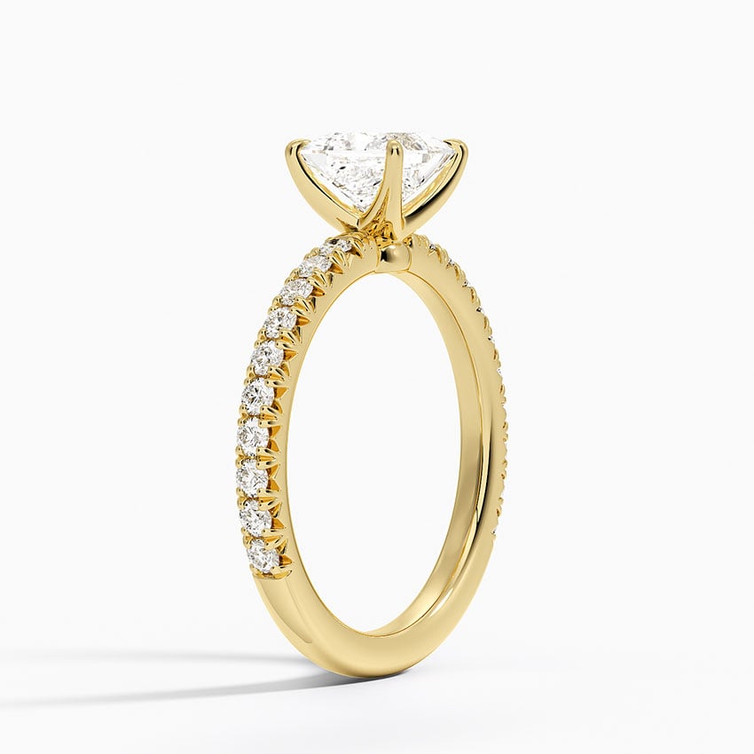 Amelie Three-Quarter Coverage Diamond Ring Yellow Gold 18k Princess Engagement Ring