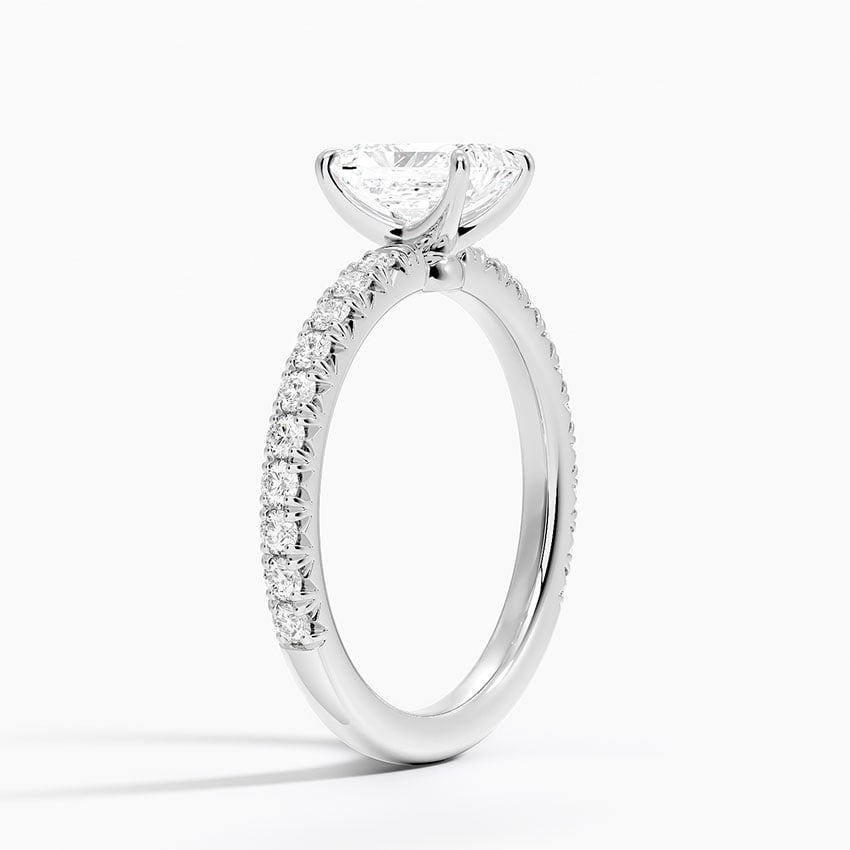 Amelie Three-Quarter Coverage Diamond Ring Platinum Radiant Engagement Ring