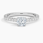 Amelie Three-Quarter Coverage Diamond Ring Platinum Cushion Engagement Ring