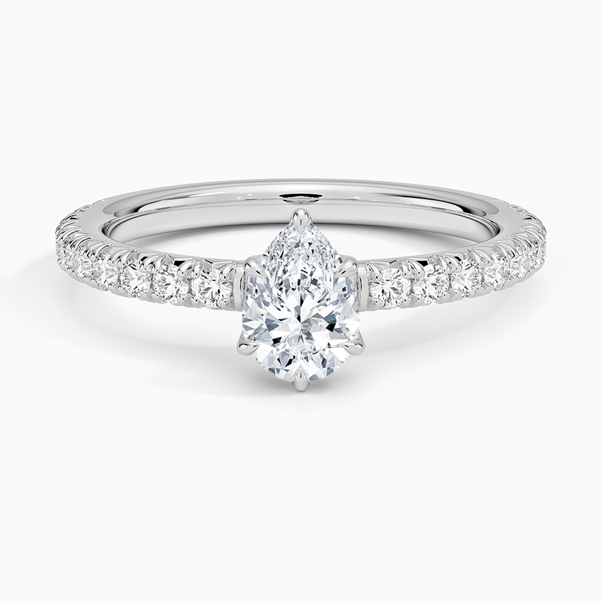 Amelie Three-Quarter Coverage Diamond Ring Platinum Pear Engagement Ring
