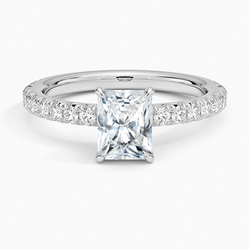 Amelie Three-Quarter Coverage Diamond Ring Platinum Radiant Engagement Ring