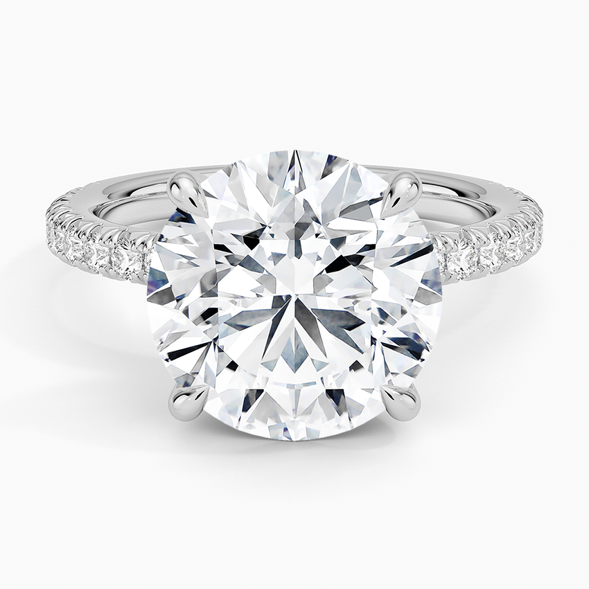 Amelie Three-Quarter Coverage Diamond Ring Platinum Round Engagement Ring