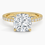 Amelie Three-Quarter Coverage Diamond Ring Yellow Gold 18k Cushion Engagement Ring