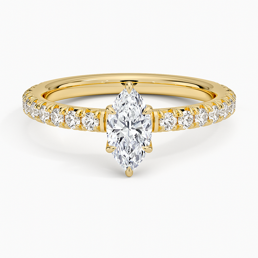 Amelie Three-Quarter Coverage Diamond Ring Yellow Gold 18k Marquise Engagement Ring