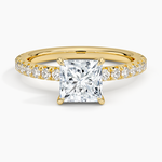 Amelie Three-Quarter Coverage Diamond Ring Yellow Gold 18k Princess Engagement Ring