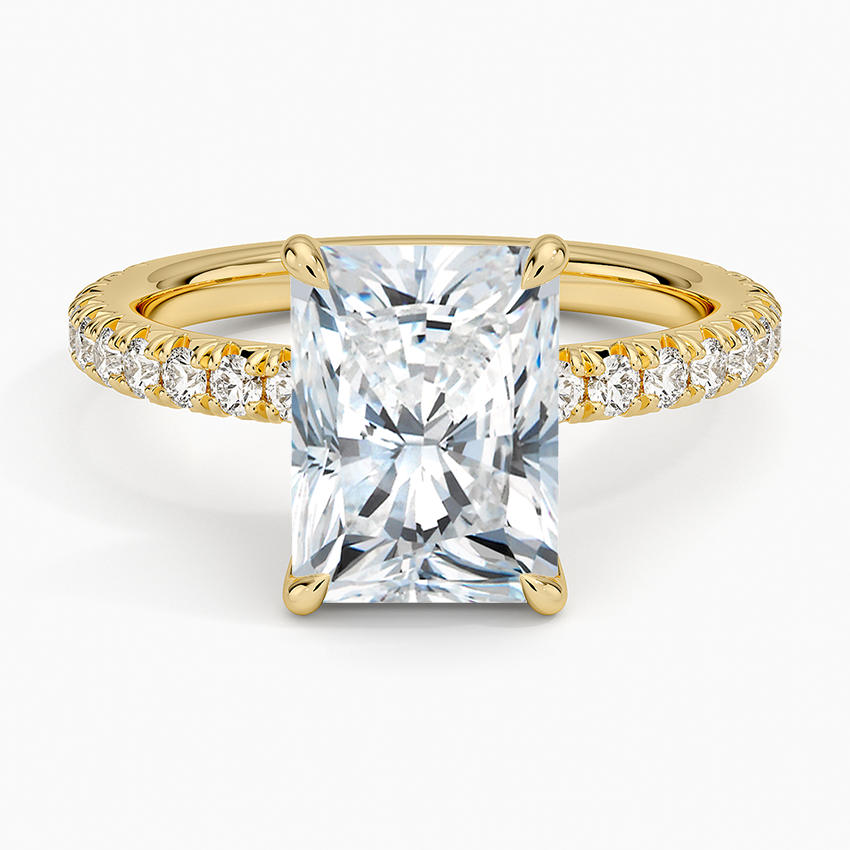 Amelie Three-Quarter Coverage Diamond Ring Yellow Gold 18k Radiant Engagement Ring