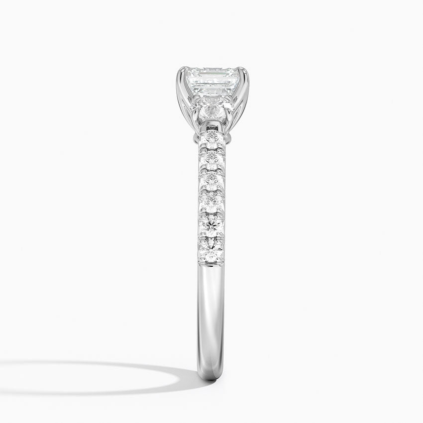 Amelie Three Stone Diamond Ring Platinum Asscher Engagement Ring