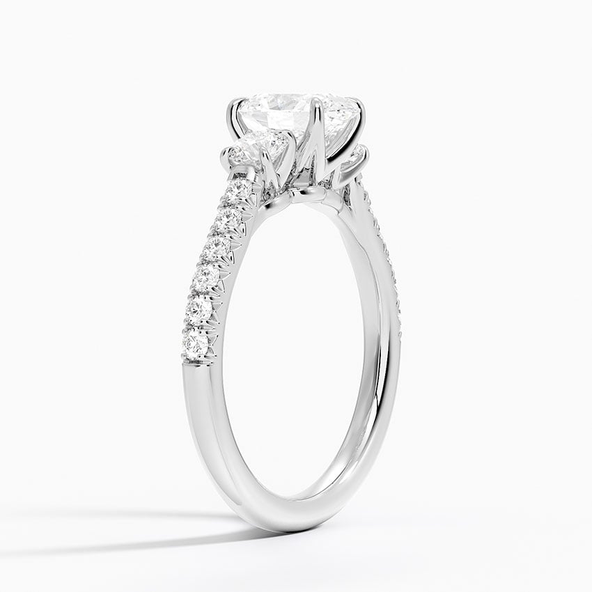 Amelie Three Stone Diamond Ring Platinum Oval Engagement Ring