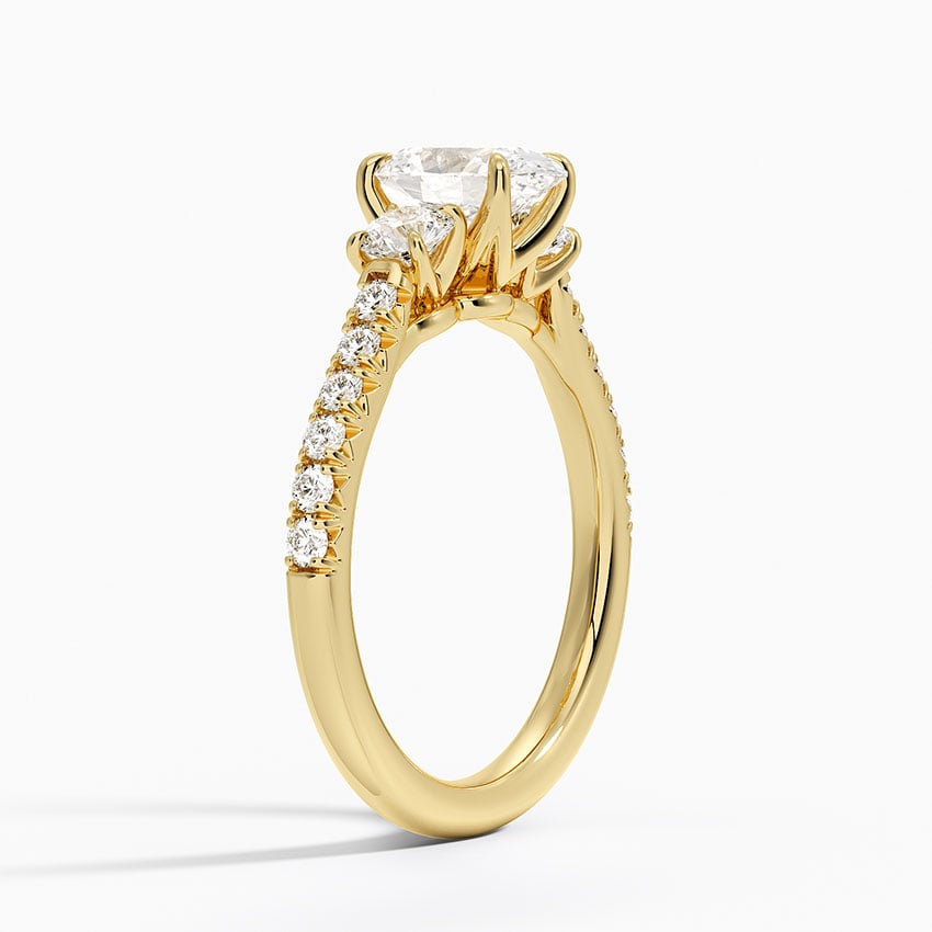 Amelie Three Stone Diamond Ring Yellow Gold 18k Oval Engagement Ring