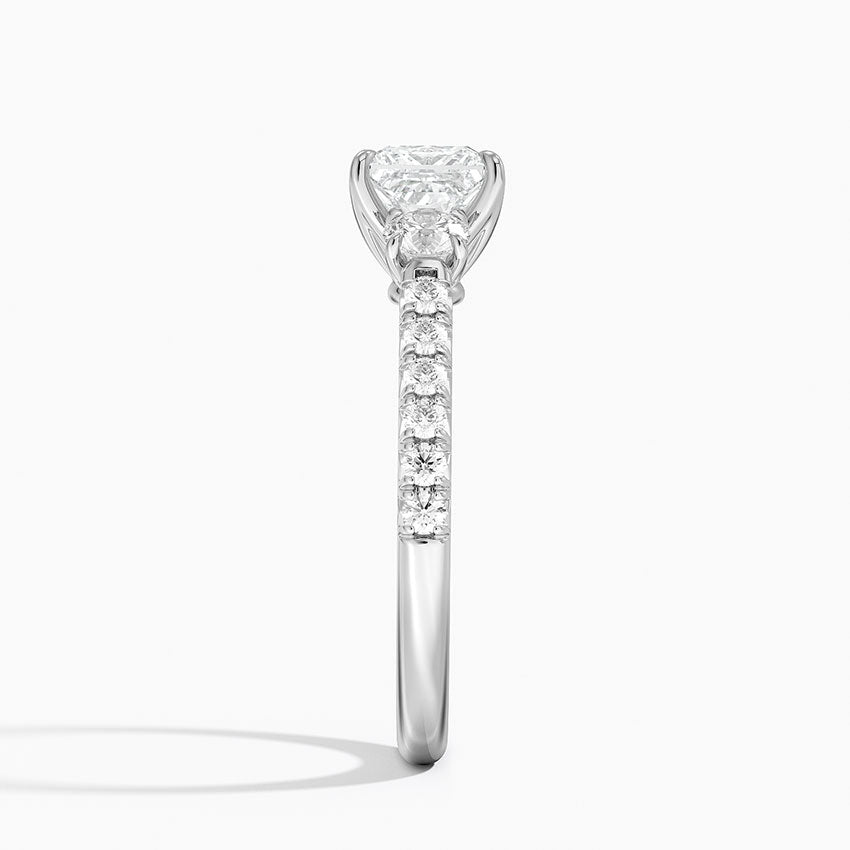 Amelie Three Stone Diamond Ring Platinum Princess Engagement Ring
