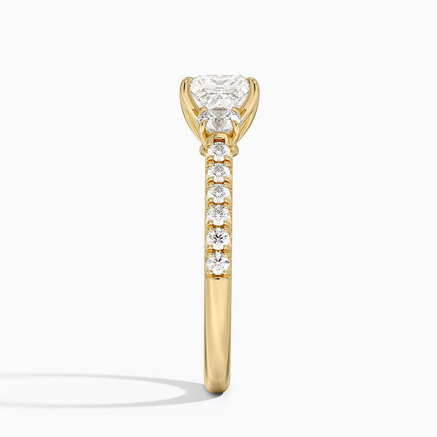 Amelie Three Stone Diamond Ring Yellow Gold 18k Princess Engagement Ring