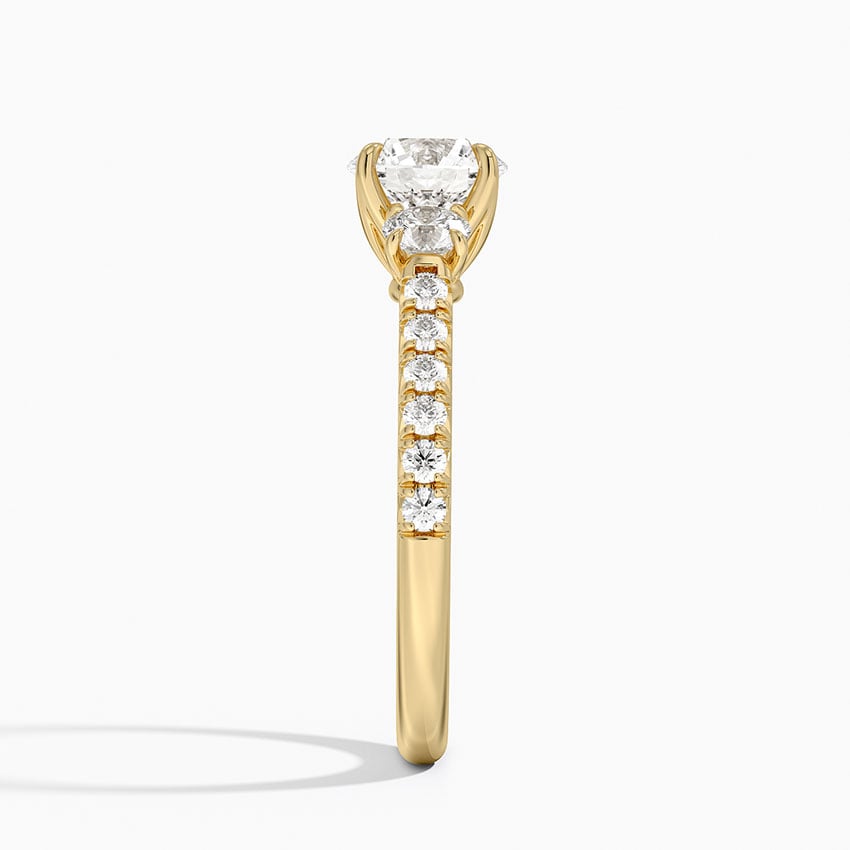 Amelie Three Stone Diamond Ring Yellow Gold 18k Round Engagement Ring