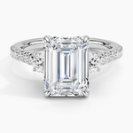 Amelie Three Stone Diamond Ring Platinum Emerald Engagement Ring