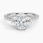 Amelie Three Stone Diamond Ring Platinum Oval Engagement Ring