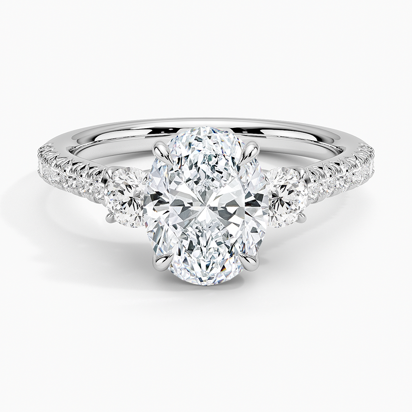 Amelie Three Stone Diamond Ring Platinum Oval Engagement Ring