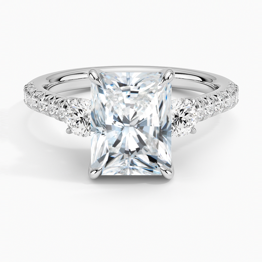 Amelie Three Stone Diamond Ring Platinum Radiant Engagement Ring