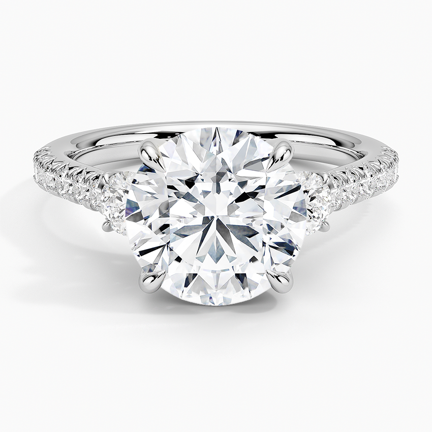 Amelie Three Stone Diamond Ring Platinum Round Engagement Ring