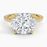 Amelie Three Stone Diamond Ring Yellow Gold 18k Cushion Engagement Ring