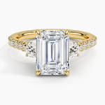 Amelie Three Stone Diamond Ring Yellow Gold 18k Emerald Engagement Ring