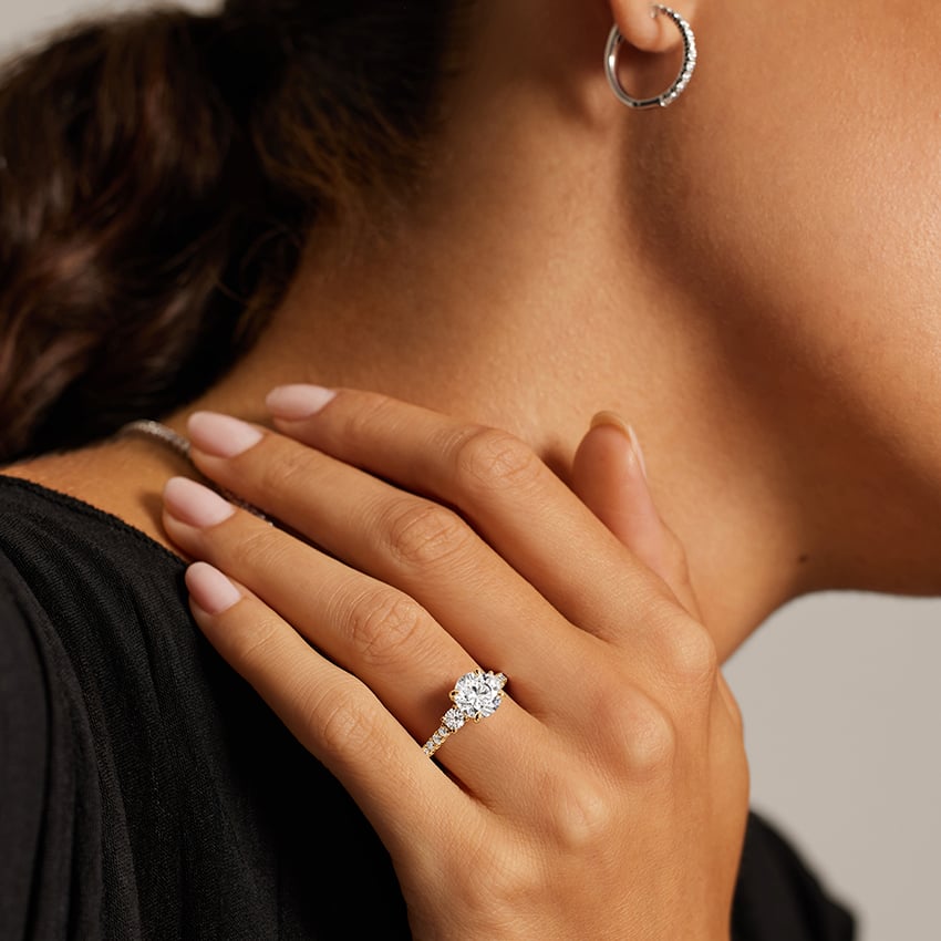 Amelie Three Stone Diamond Ring Engagement Ring Setting