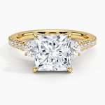 Amelie Three Stone Diamond Ring Yellow Gold 18k Princess Engagement Ring