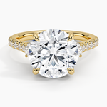 Amelie Three Stone Diamond Ring Yellow Gold 18k Round Engagement Ring