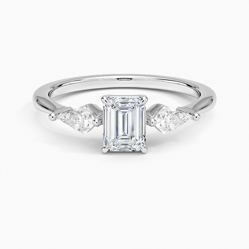 Luxe Cometa Three Stone Diamond Ring (1/3 ct. tw.) Platinum Emerald Engagement Ring