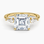 Luxe Cometa Three Stone Diamond Ring (1/3 ct. tw.) Yellow Gold 18k Asscher Engagement Ring