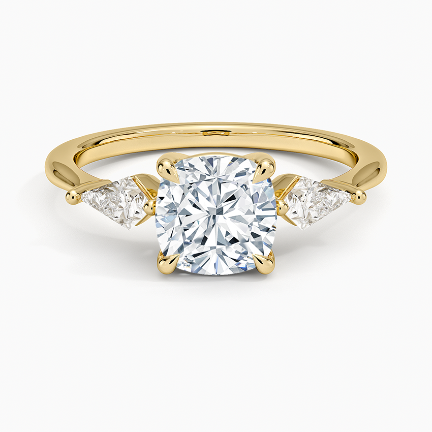 Luxe Cometa Three Stone Diamond Ring (1/3 ct. tw.) Yellow Gold 18k Cushion Engagement Ring